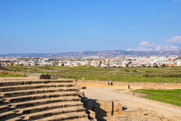 Obraz premium View from The Odeon, Archaeological Park Paphos to Paphos City - Cyprus