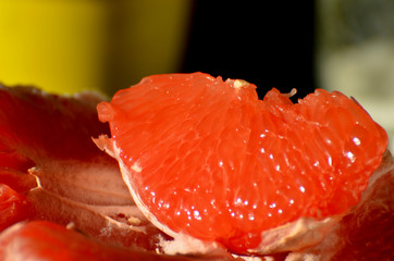 Close-up  grapefruit on wooden background,photo