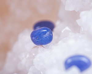 Soft blue violet TANZANITE extra quality beads from Tanzania on crystalline druzy center of clear...