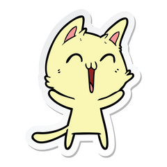 sticker of a happy cartoon cat