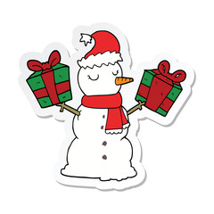 sticker of a cartoon snowman