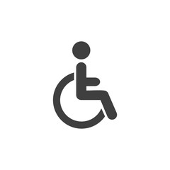 Disabled man armchair medical icon simple flat illustration