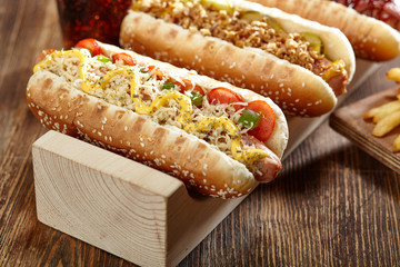 hot dog with ketchup and mustard