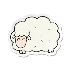 retro distressed sticker of a cartoon sheep