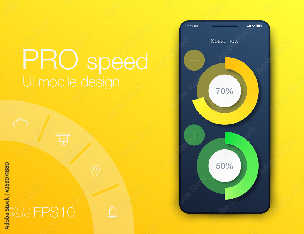 Poster fitness app. ui ux design. ui design concept with web elements