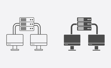 Server outline and filled vector icon sign symbol