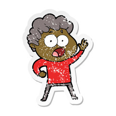 distressed sticker of a cartoon man gasping in surprise