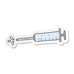 sticker of a cartoon medical needle