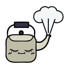 cute cartoon steaming kettle