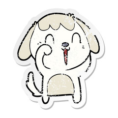 distressed sticker of a cute cartoon dog
