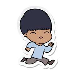 sticker of a happy cartoon boy