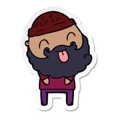 sticker of a man with beard sticking out tongue