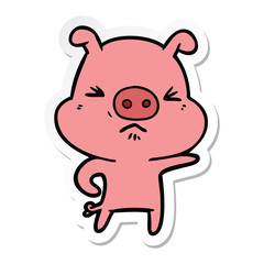 Obraz na płótnie Canvas sticker of a cartoon angry pig