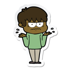 sticker of a annoyed cartoon boy