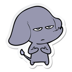 sticker of a annoyed cartoon elephant