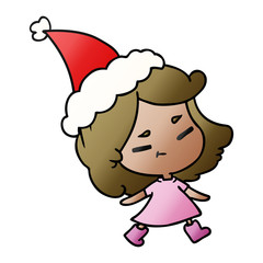 christmas gradient cartoon of kawaii girl