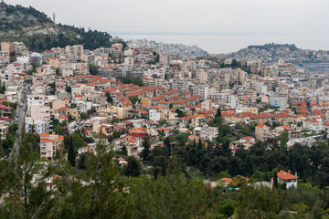Obraz premium Panoramic view to city of Kavala, East Macedonia and Thrace, Greece