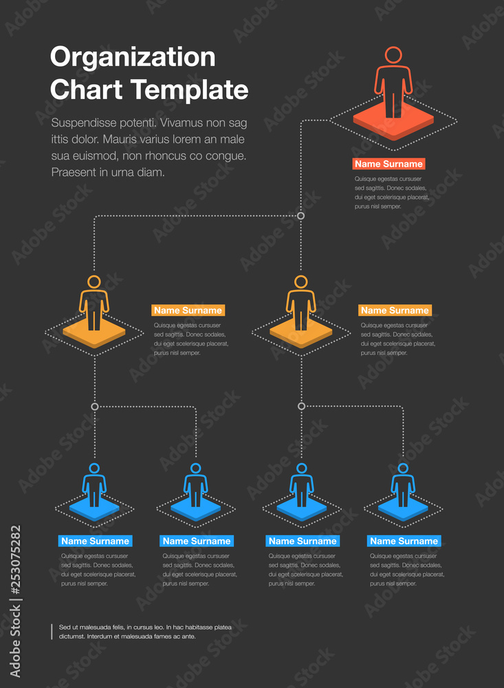 Aufkleber Simple company organization hierarchy chart template with place for your content - dark version. Easy to use for your website or presentation.