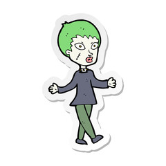 sticker of a cartoon halloween zombie woman