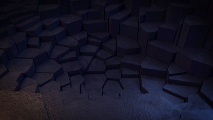 3d render the abstract background with broken into pieces geometry