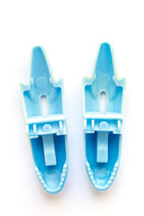 Broken Clothespin on white background, Close up & Macro shot