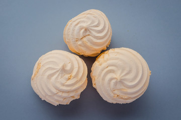 Three fresh delicious marshmallows (zephyr)
