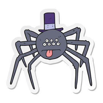 sticker of a cartoon halloween spider in top hat