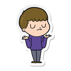 sticker of a cartoon grumpy boy