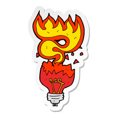 sticker of a cartoon red light bulb exploding