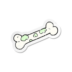 retro distressed sticker of a cartoon moldy old bone