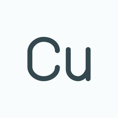 Cuprum metal vector icon, Cu atom element isolated icon