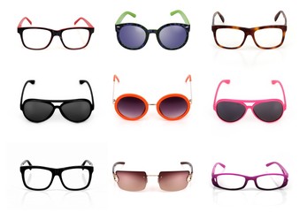 Set of glasses isolated on white background for applying on a portrait