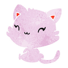 retro cartoon of cute kawaii kitten