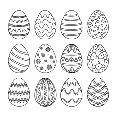 Collection of hand drawn doodle style Easter eggs