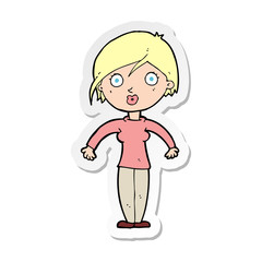 sticker of a cartoon surprised woman