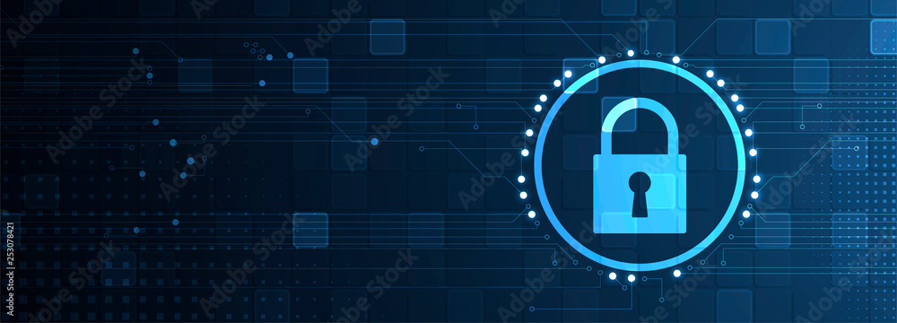 Wall mural cybersecurity and information or network protection. future technology web services for business and