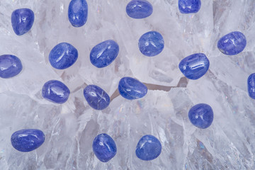 Soft blue violet TANZANITE extra quality beads from Tanzania on crystalline druzy center of ...