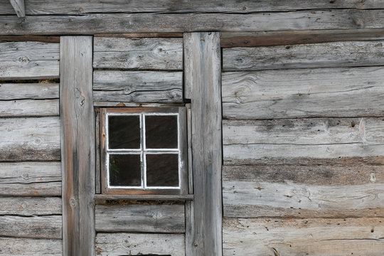 old wooden window in the wall
