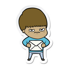 sticker of a angry cartoon boy