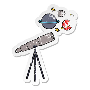 distressed sticker of a cartoon telescope