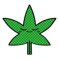 comic book style cartoon marijuana leaf
