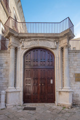 Bari, Puglia, Italy - View of street in Bari, Apulia. Italian spirit of southern Italy. Beautiful baroque door