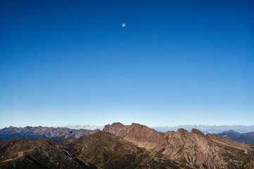 Moon over Lagorai Mountains chain, Primiero, Trentino, Italy