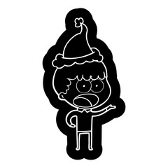 cartoon icon of a shocked man wearing santa hat