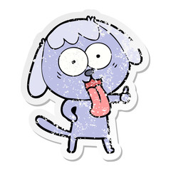 distressed sticker of a cute cartoon dog