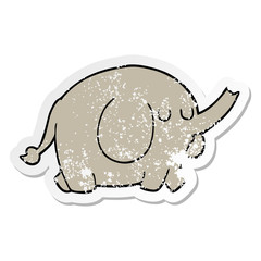 distressed sticker of a cartoon elephant