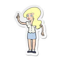 sticker of a cartoon pretty woman with idea