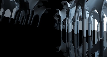Abstract white and black gothic smooth interior. 3D illustration and rendering.