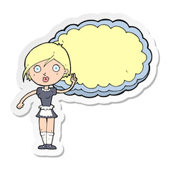 sticker of a cartoon waitress with text space