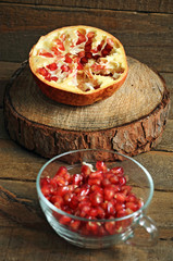 A juicy shelled pomegranate